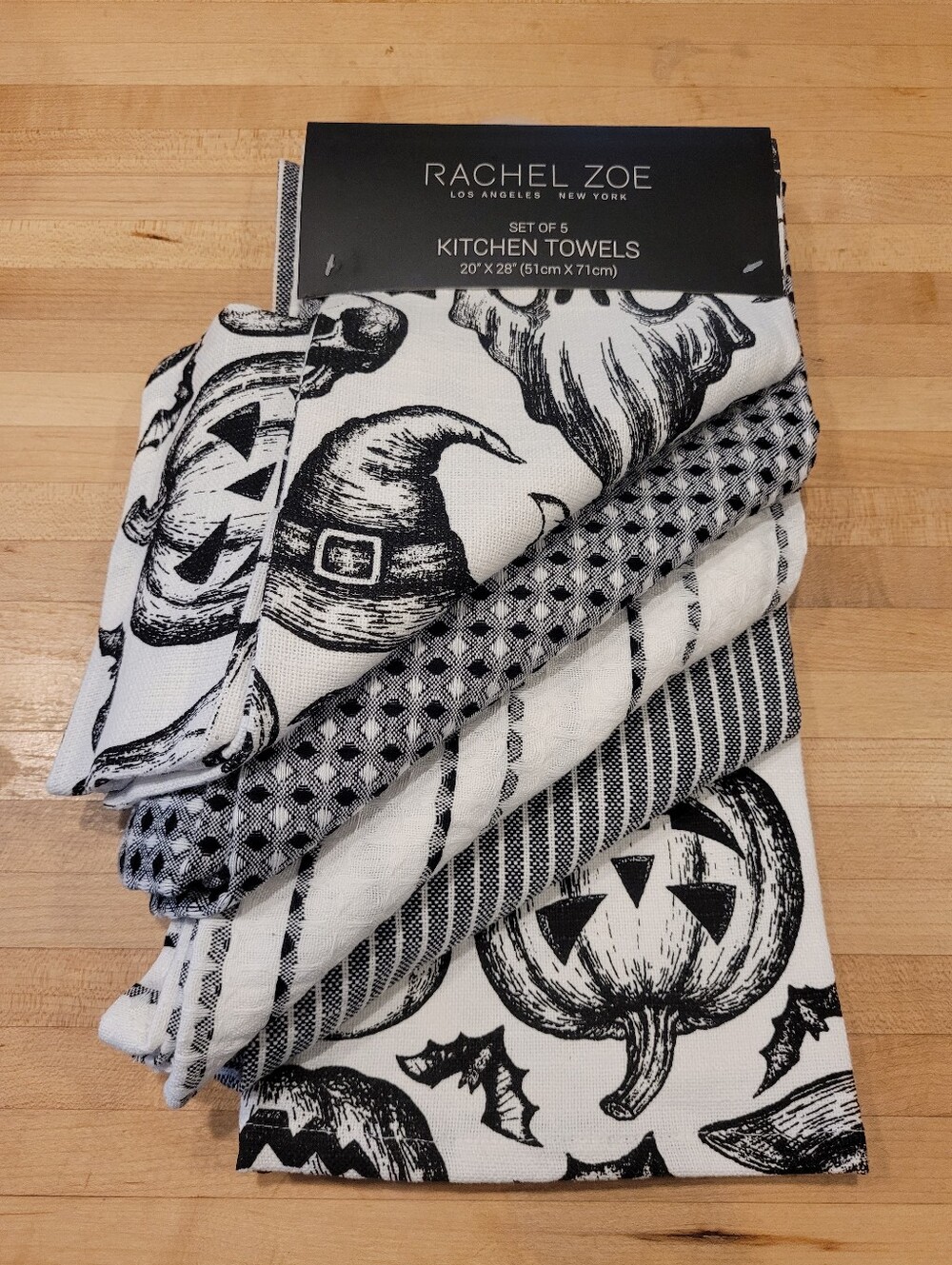 Rachel Zoe Black and White Halloween Kitchen Towel Set